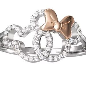 Diamonique's Disney Interlocked Minnie & MickeyRing, Sterling